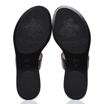 Gucci Calfskin GG Marmont Thong Sandals 38 Black 5 of 15