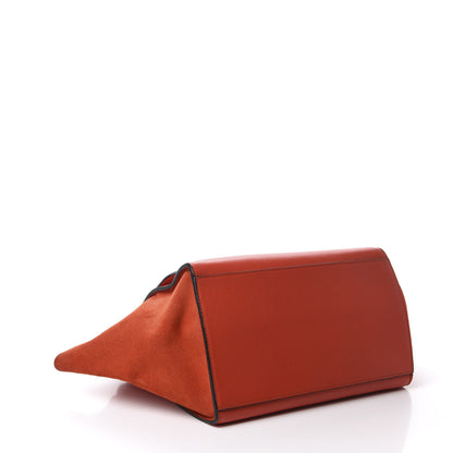 Celine Drummed Calfskin Suede Medium Trapeze Coquelicot 4 of 11