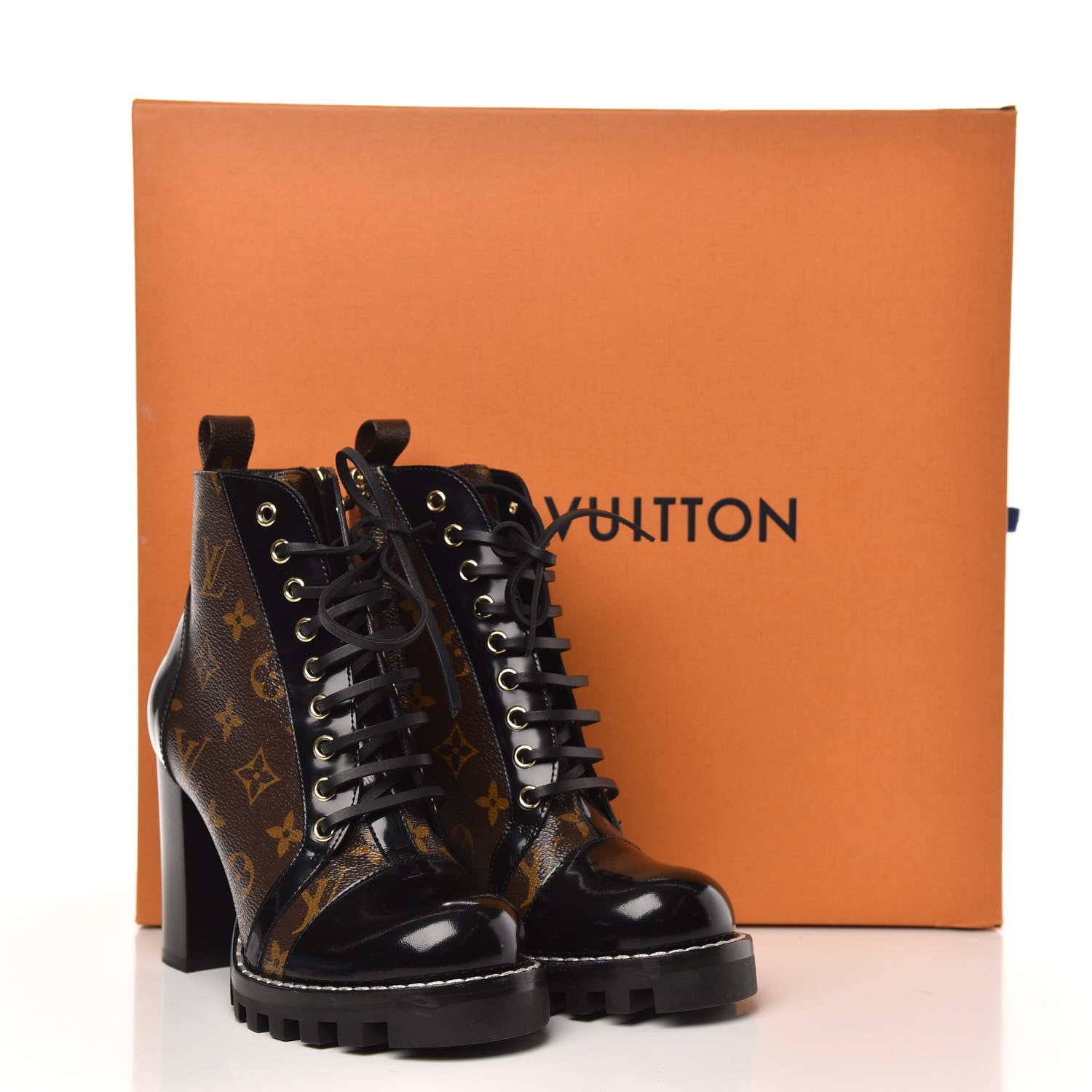 Louis Vuitton Patent Calfskin Monogram Star Trail Ankle Boots 38 Black 8 of 8