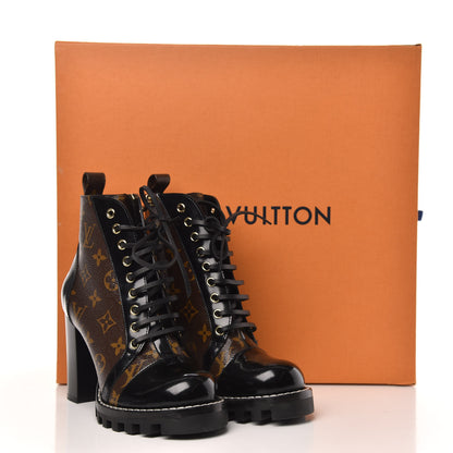 Louis Vuitton Patent Calfskin Monogram Star Trail Ankle Boots 38 Black 8 of 8