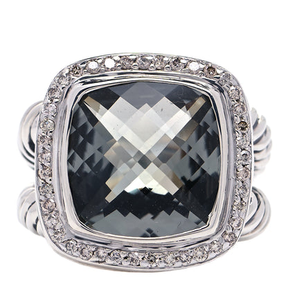 David Yurman Sterling Silver Diamond Prasiolite 14mm Albion Ring 54 7 1 of 5