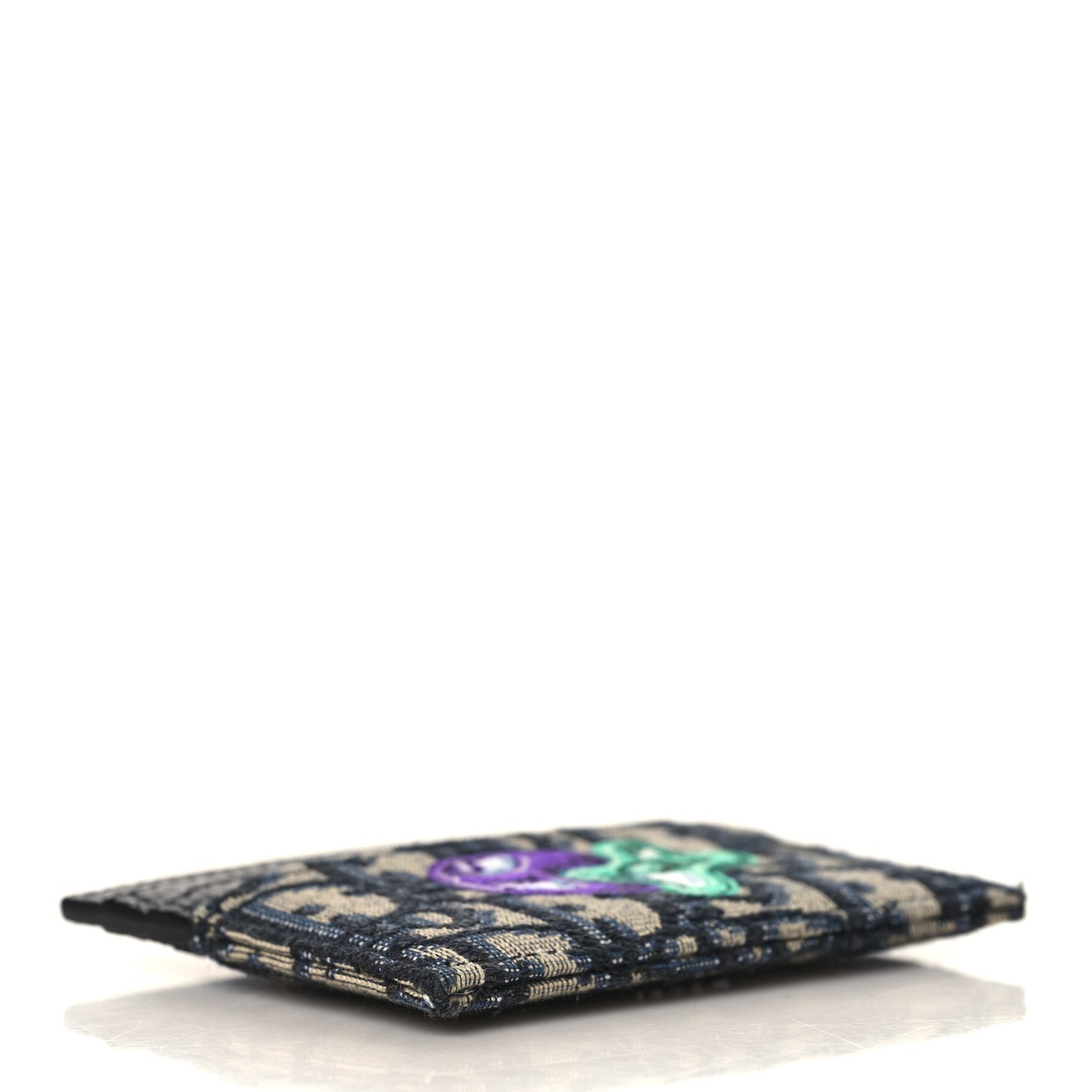 X KENNY SCHARF Oblique Canvas Embroidered Card Holder Charcoal