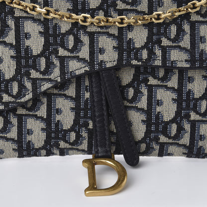 Christian Dior Oblique Saddle Chain Long Wallet Blue 11 of 11