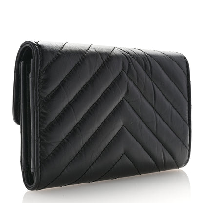 Chanel Aged Calfskin Chevron Quilted Reissue Medium Flap Wallet So Black 3 of 8