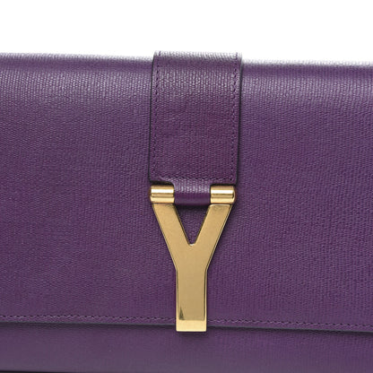 Saint Laurent Textured Calfskin Y Ligne Clutch Purple 9 of 9