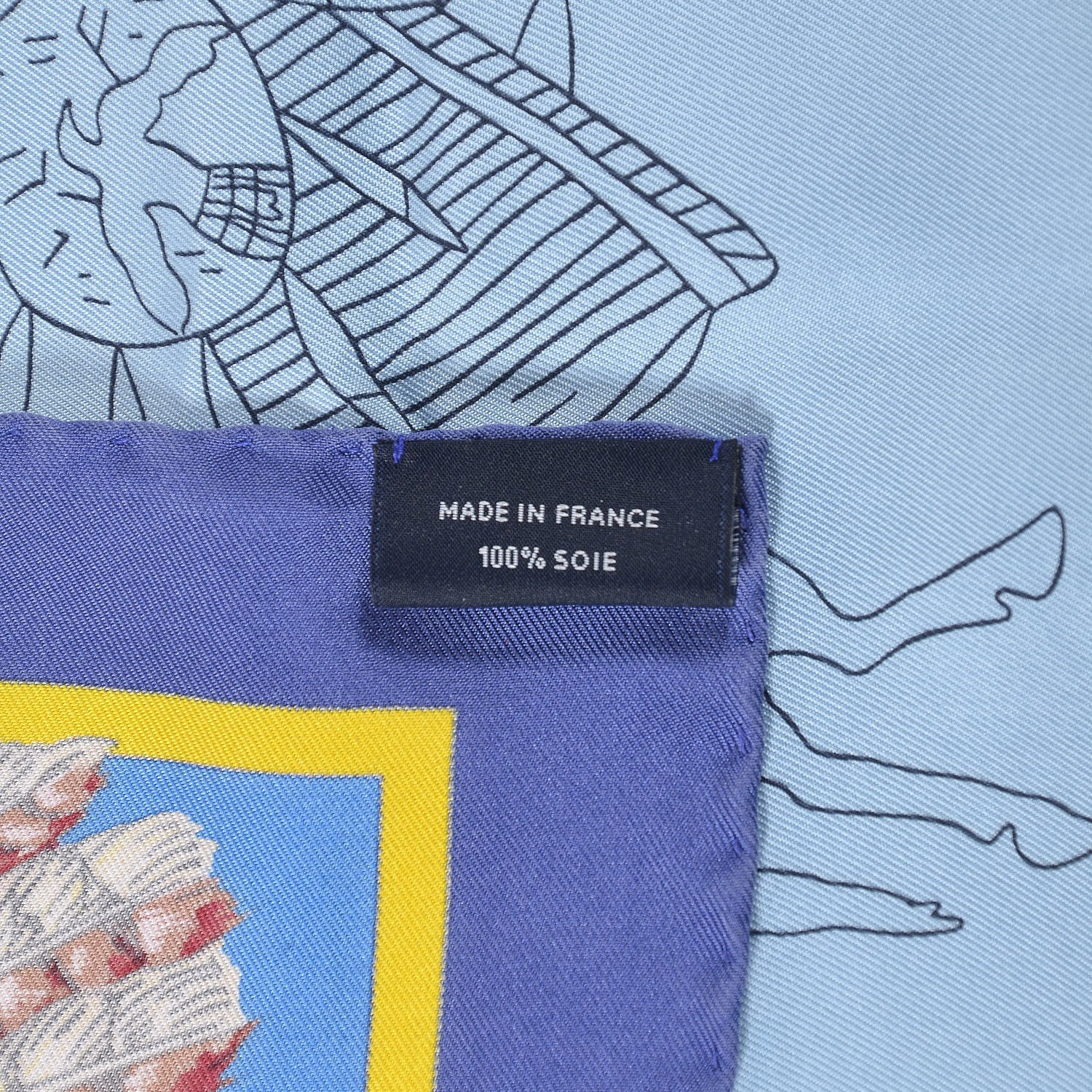 Hermes Silk Pani La Shar Pawnee Wash Scarf 90 Bleu Ciel Marine Vert 6 of 7
