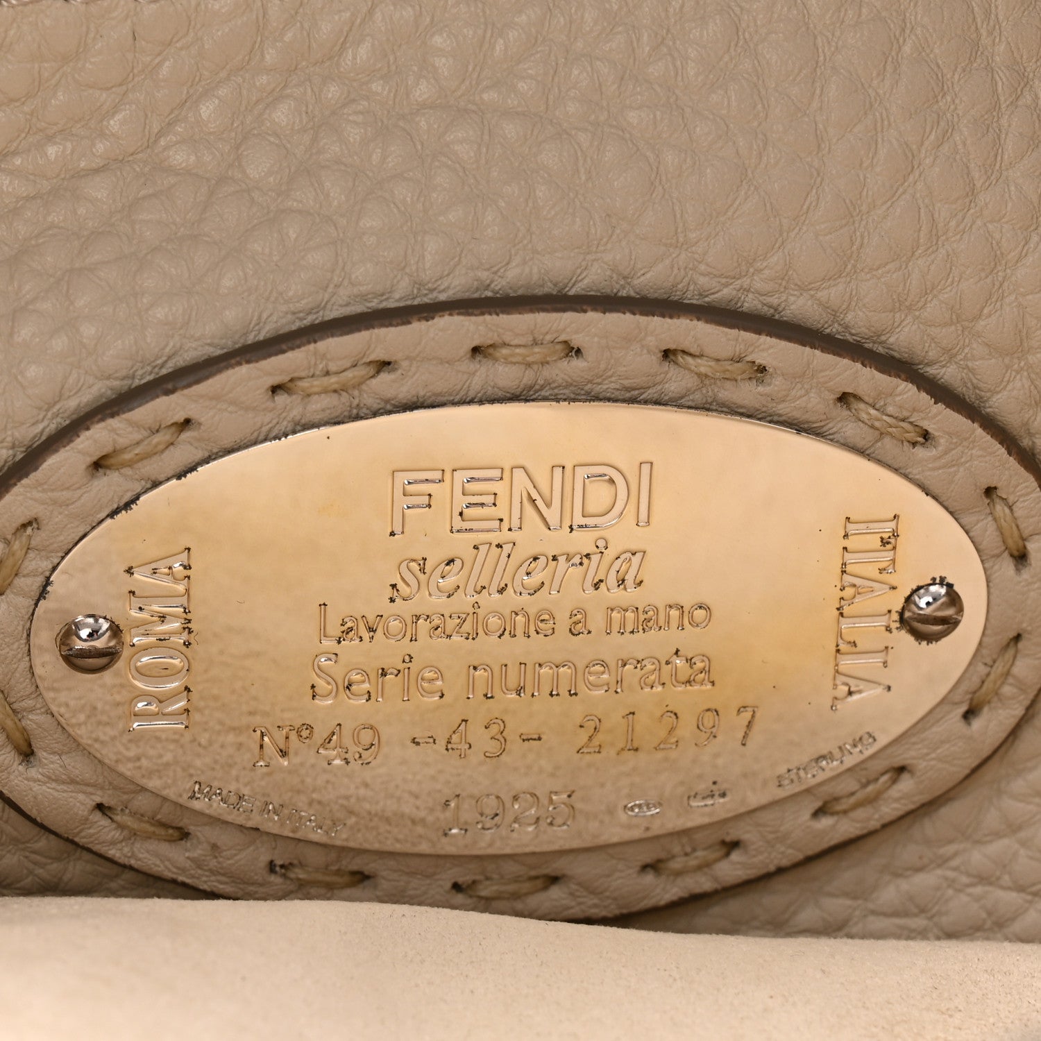 Fendi Cuoio Romano Selleria Bi-Color Large Peekaboo Iconic Satchel Asfalto Latte 6 of 10