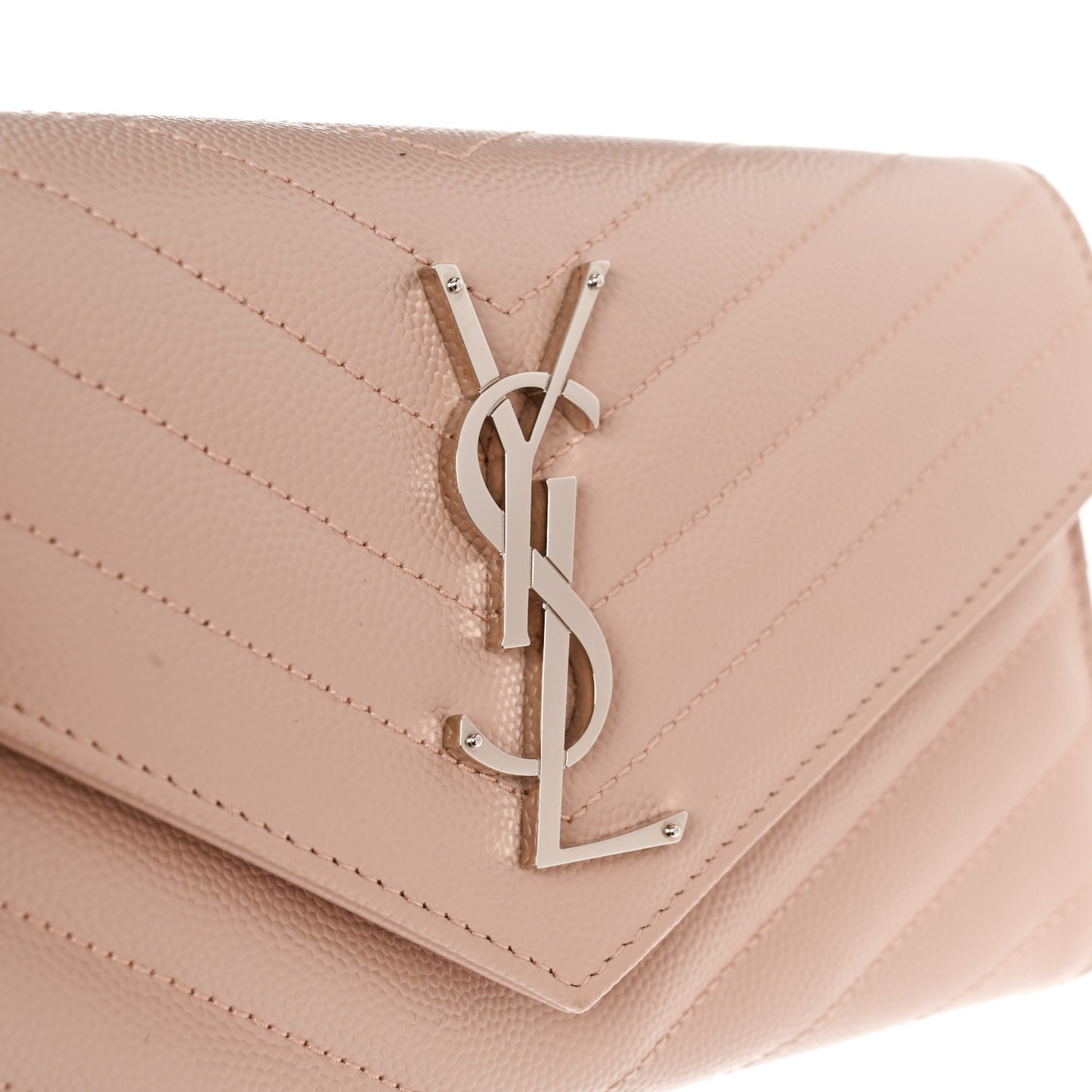 Grain De Poudre Matelasse Chevron Monogram Flap Wallet Pale Pink