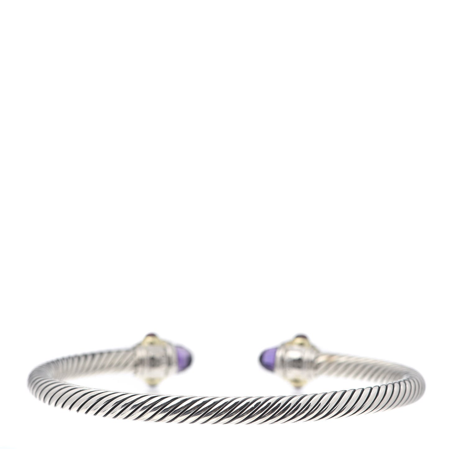 Sterling Silver 14K Yellow Gold Amethyst Tourmaline Rhodolite 5mm Cable Renaissance Bracelet