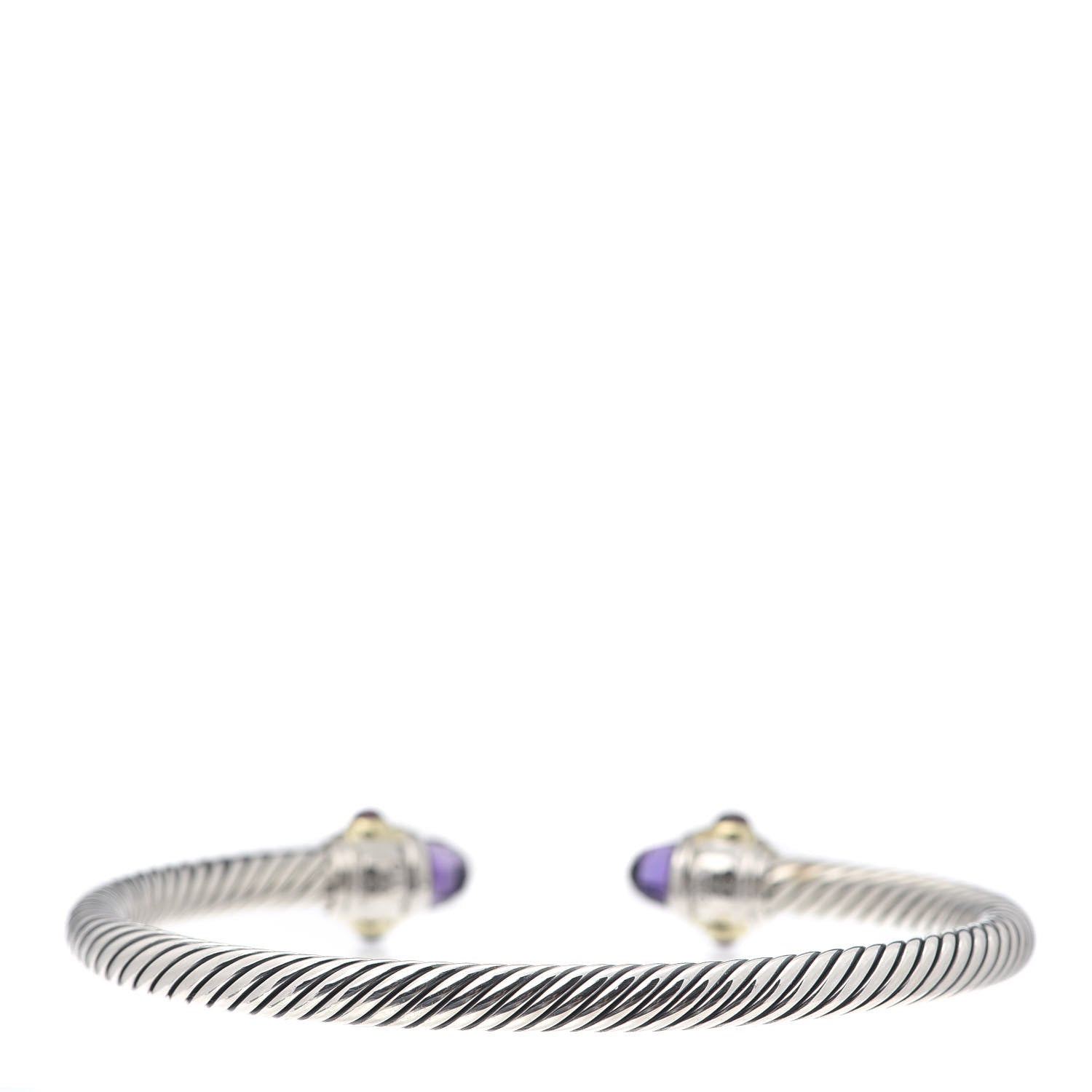 David Yurman Sterling Silver 14K Yellow Gold Amethyst Tourmaline Rhodolite 5mm Cable Renaissance Bracelet 3 of 5