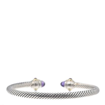 David Yurman Sterling Silver 14K Yellow Gold Amethyst Tourmaline Rhodolite 5mm Cable Renaissance Bracelet 3 of 5
