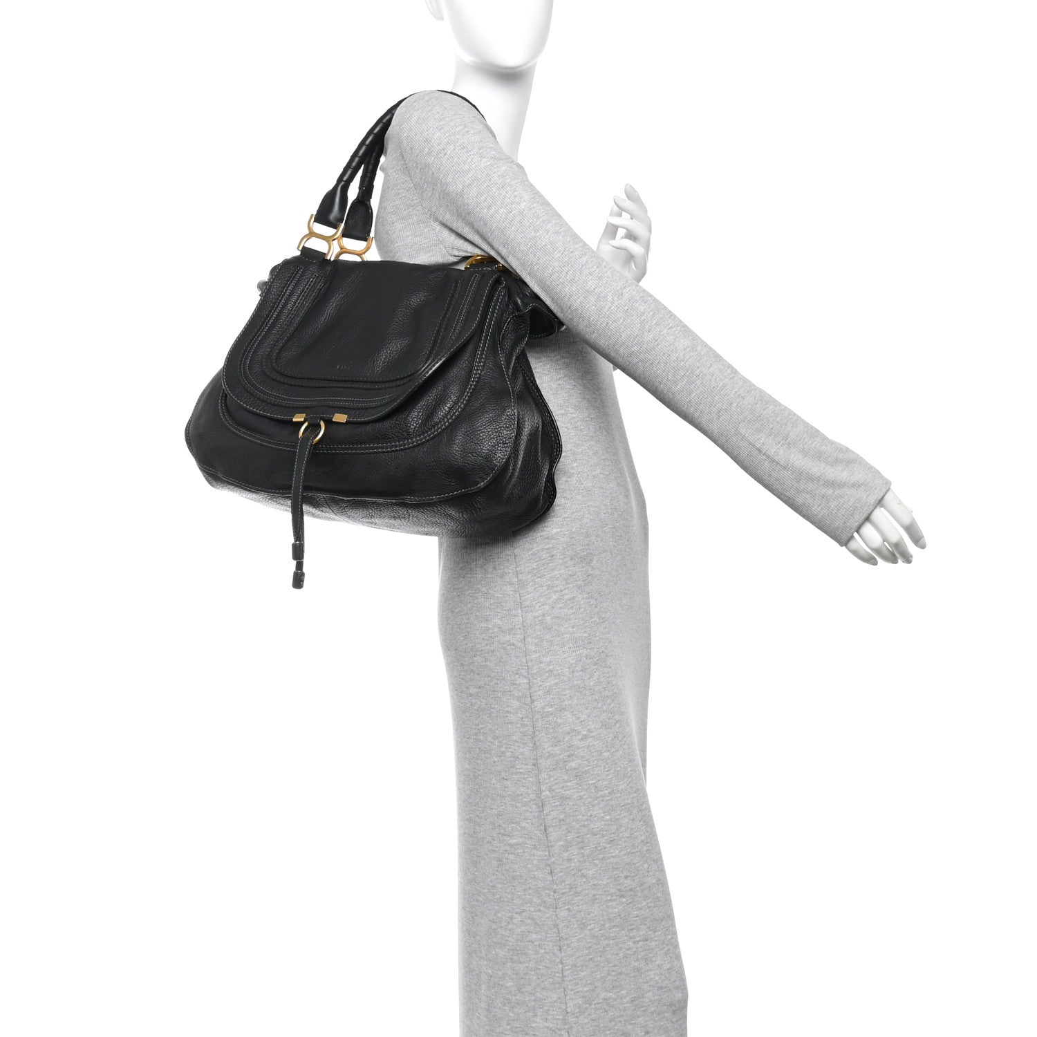 Chloe Calfskin Large Marcie Satchel Black Black 2 of 13