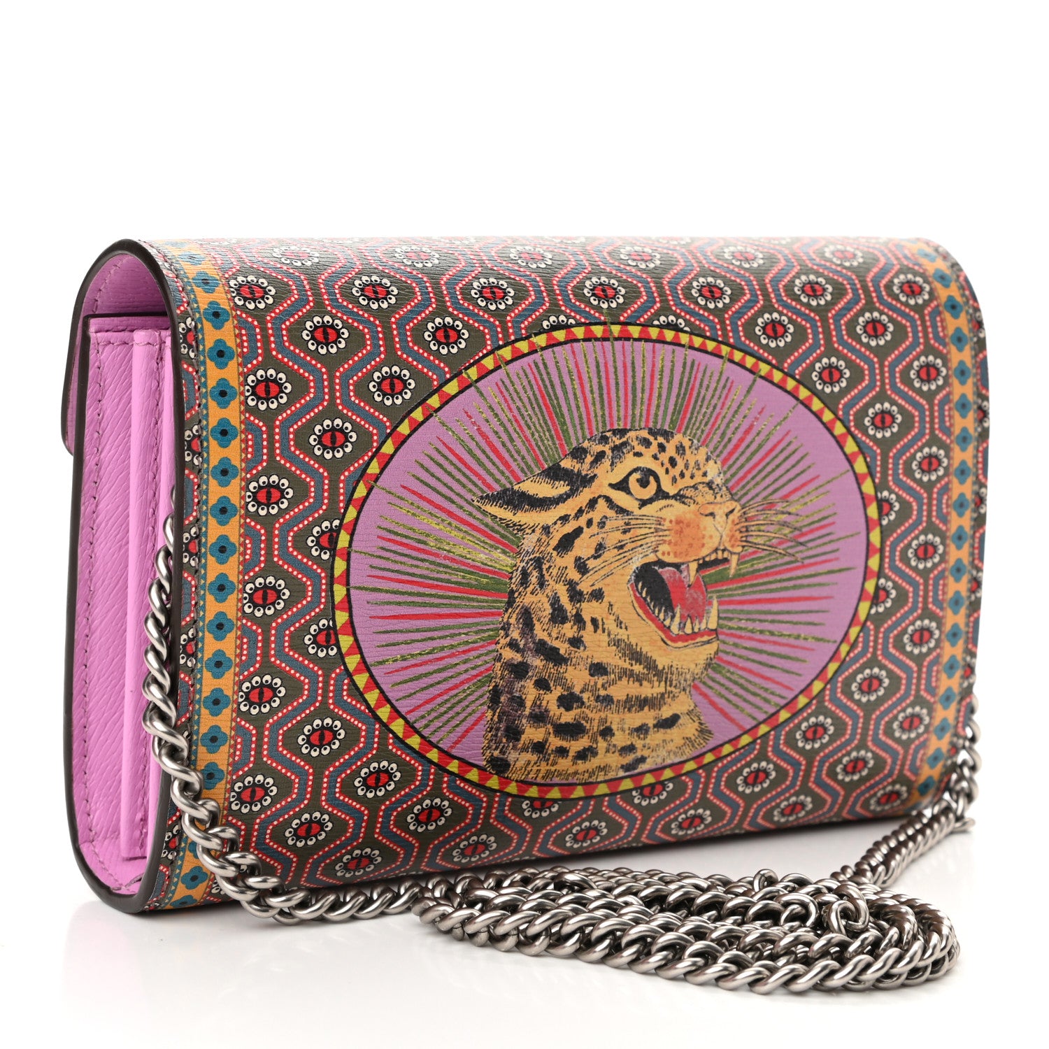 Gucci Calfskin Printed Garden Dionysus Chain Wallet Multicolor 3 of 12