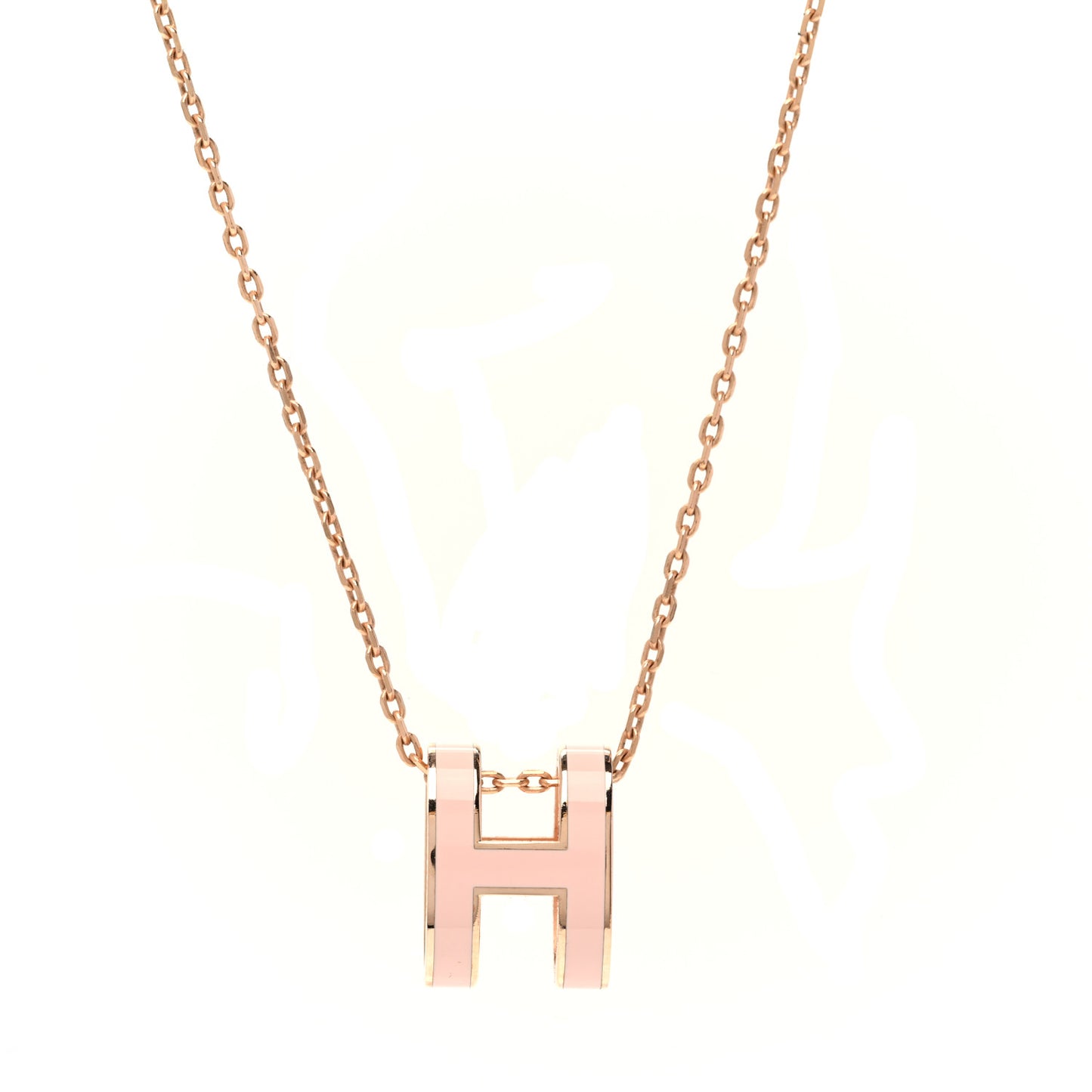 Lacquered Rose Gold Pop H Pendant Necklace Rose Dragee