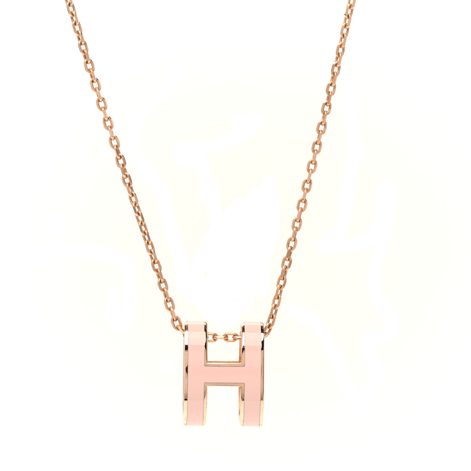 Hermes Lacquered Rose Gold Pop H Pendant Necklace Rose Dragee 1 of 7