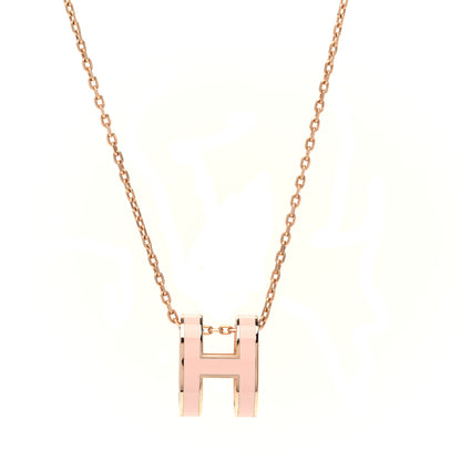 Hermes Lacquered Rose Gold Pop H Pendant Necklace Rose Dragee 1 of 7