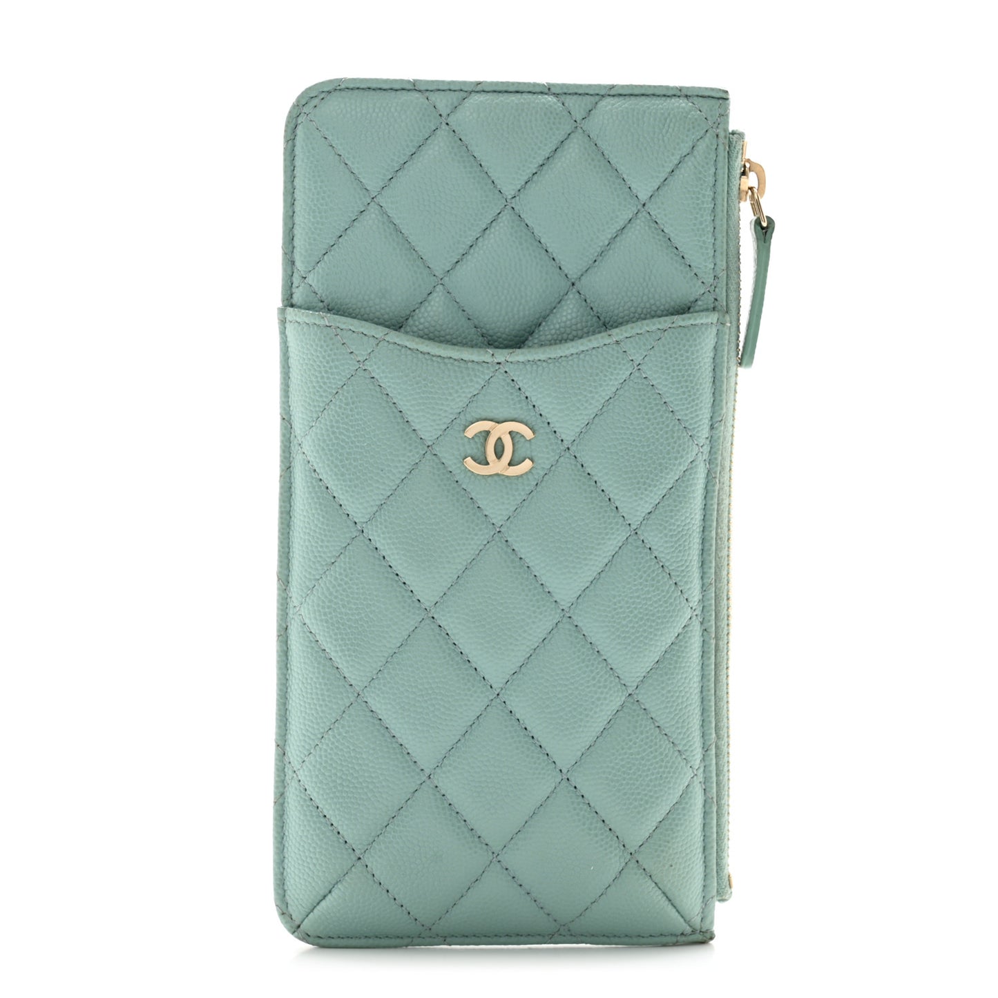 Caviar Quilted Classic iPhone Pouch Blue