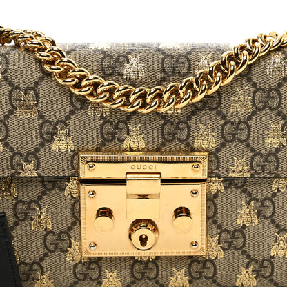 Gucci GG Supreme Monogram Bees Small Padlock Shoulder Bag Black 5 of 13