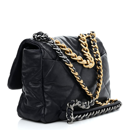 Chanel Goatskin Quilted Large Chanel 19 Flap Dark Blue 3 of 10