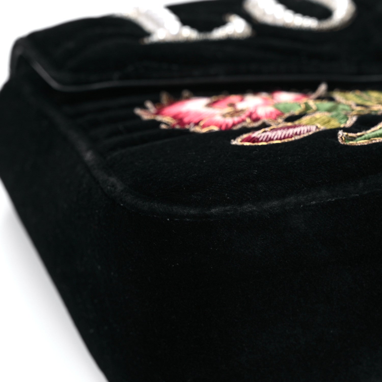 Gucci Velvet Matelasse Loved Embroidered Medium GG Marmont Shoulder Bag Black 11 of 17