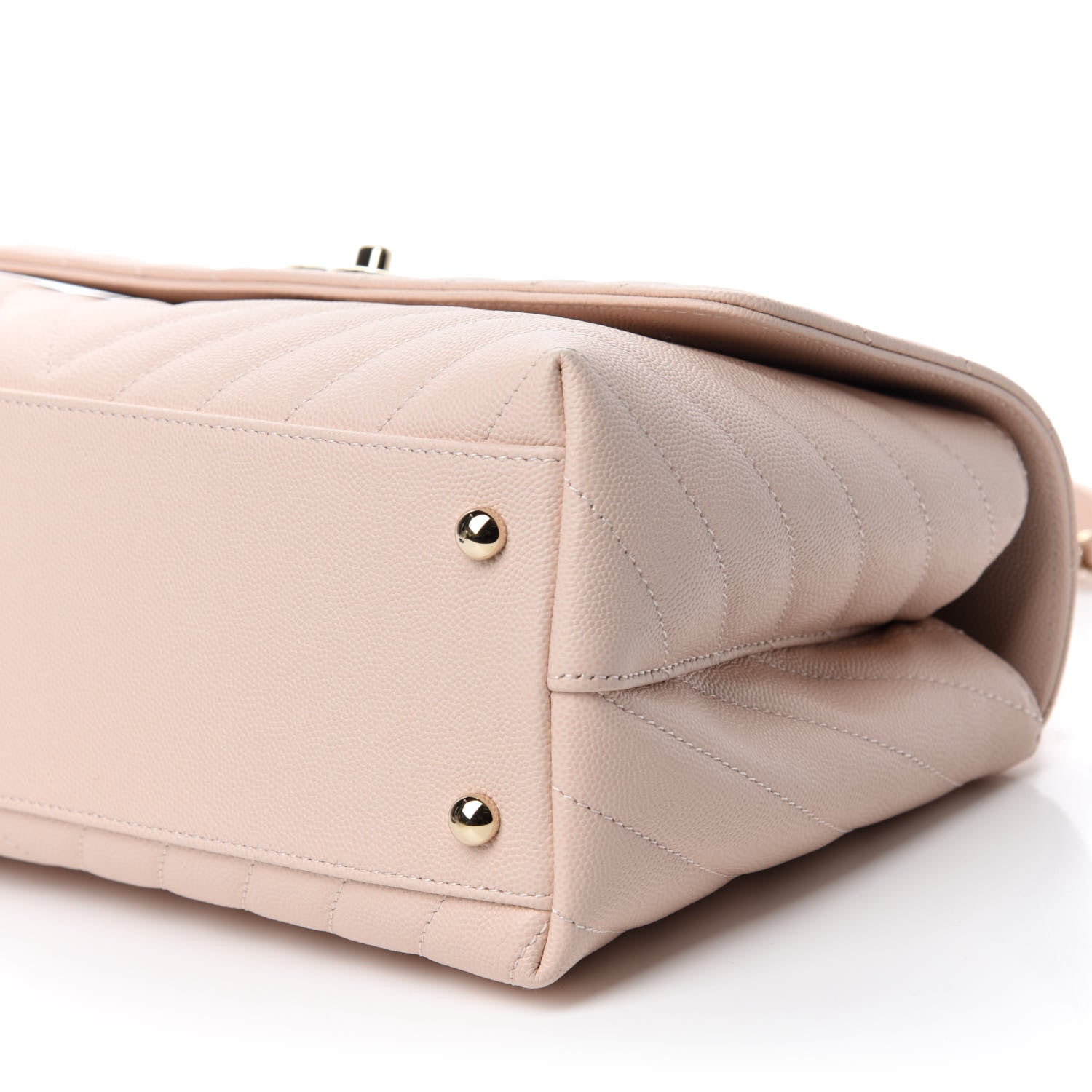 Chanel Caviar Chevron Quilted Small Coco Handle Flap Beige 7 of 11