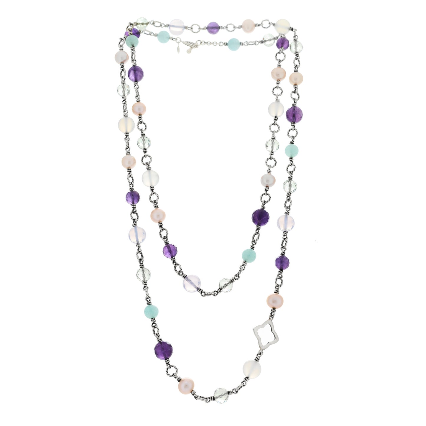 Sterling Silver Multi Gemstone Elements Station Necklace