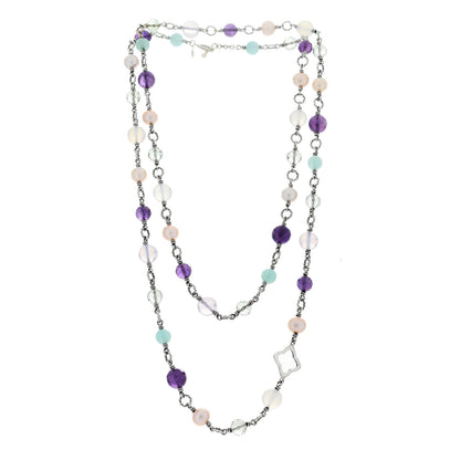 David Yurman Sterling Silver Multi Gemstone Elements Station Necklace 3 of 5