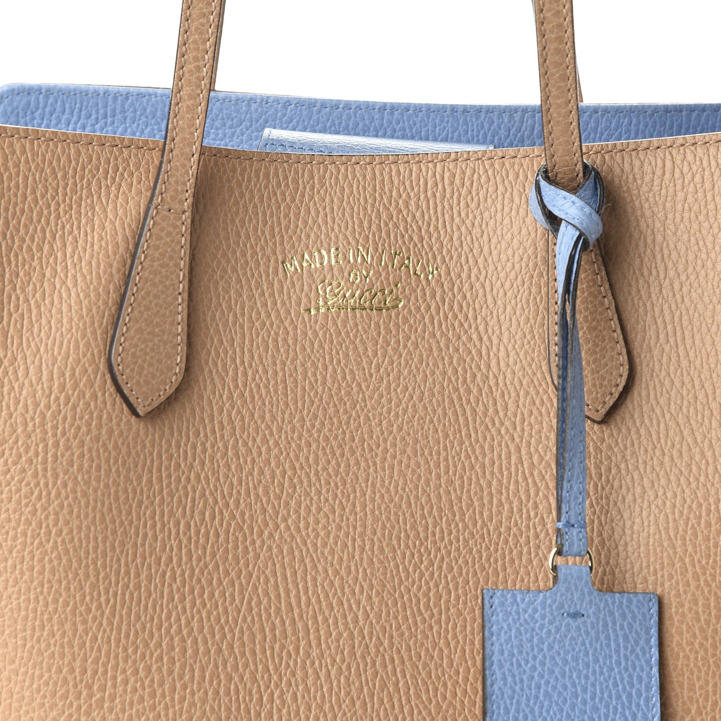 Dollar Calfskin Medium Swing Tote Camelia Mineral Blue
