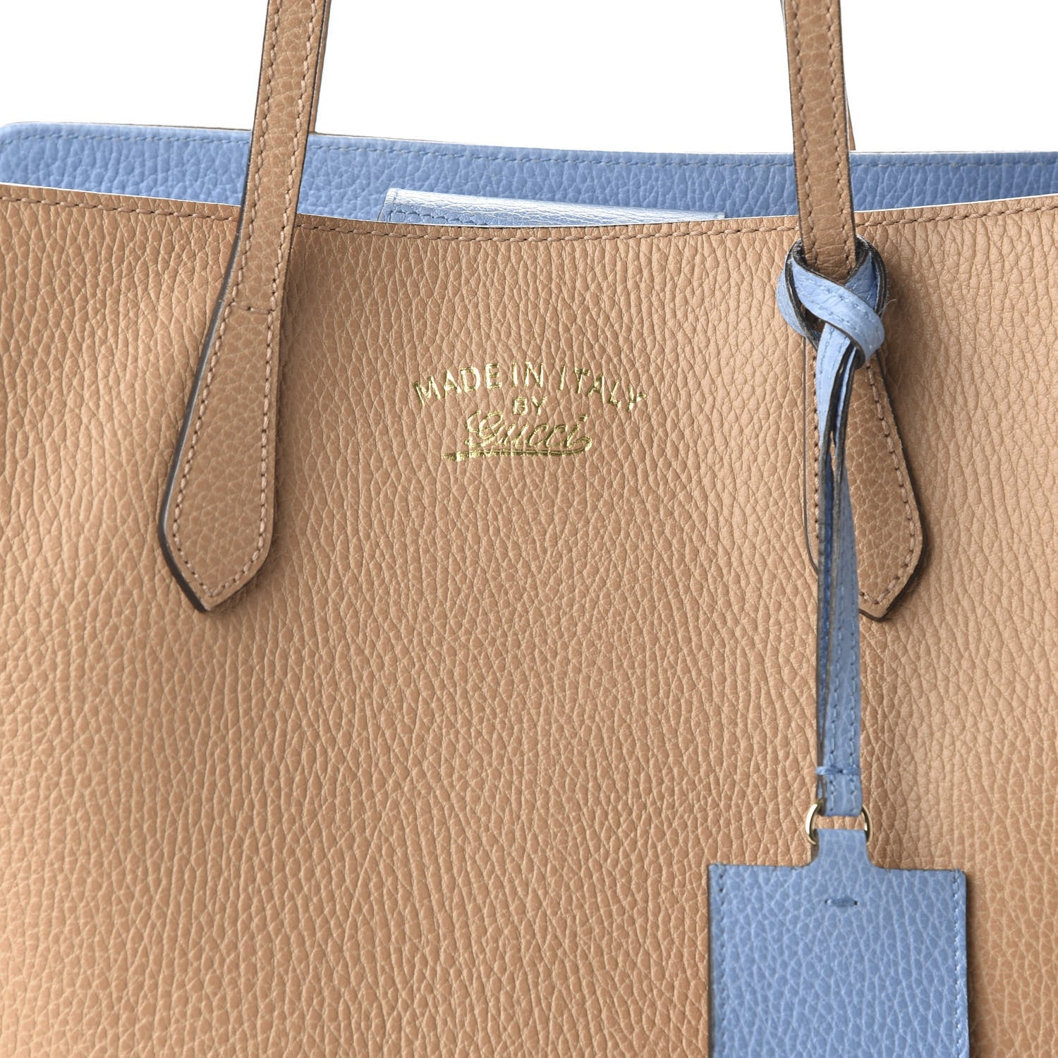 Gucci Dollar Calfskin Medium Swing Tote Camelia Mineral Blue 9 of 9