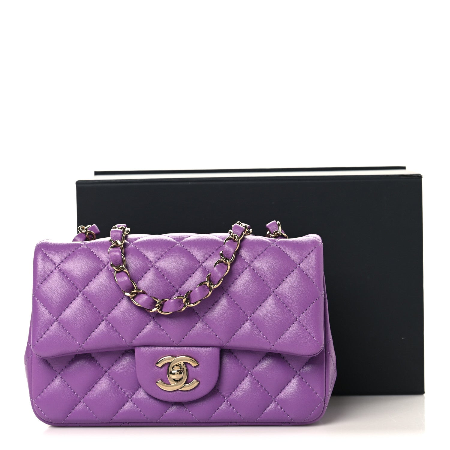 Chanel 紫 キルティング ケース Chanel Lambskin Quilted Mini Rectangular Flap Purple 1875496