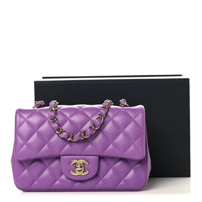 Chanel Lambskin Quilted Mini Rectangular Flap Purple 11 of 11
