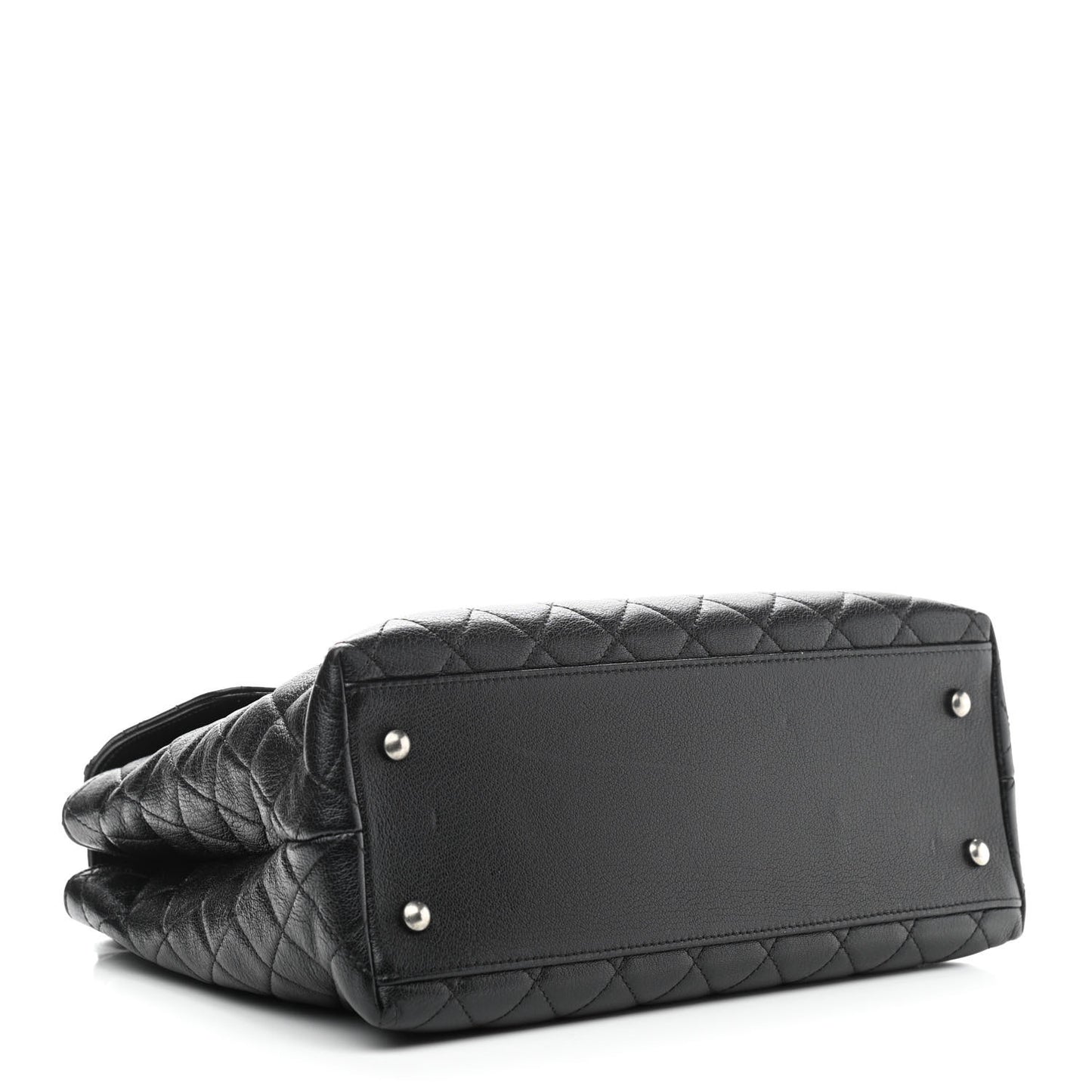 Goatskin Quilted Small CC University Shopping Tote Black