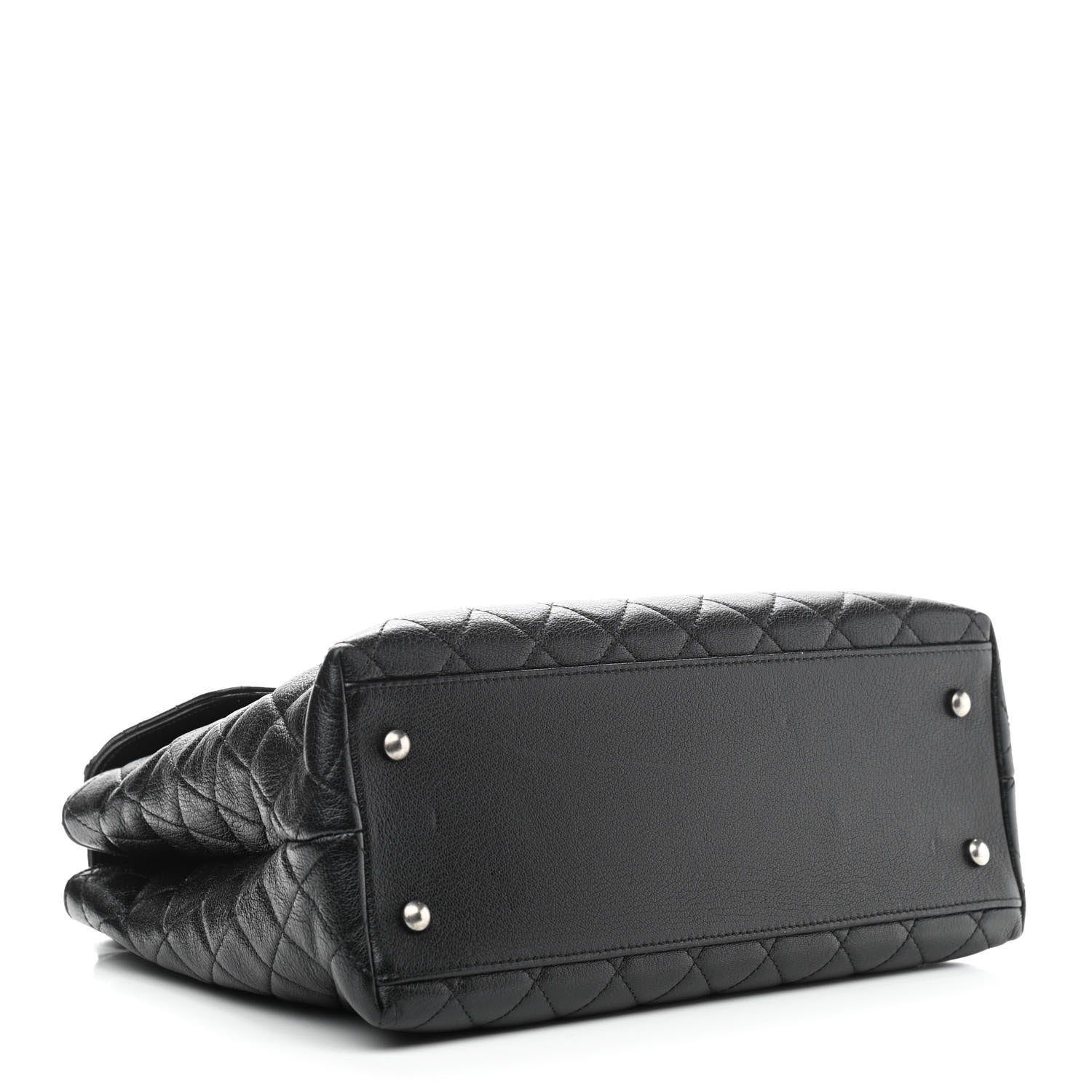 Chanel Goatskin Quilted Small CC University Shopping Tote Black 3 of 10