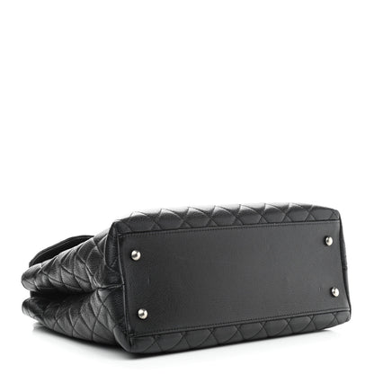 Chanel Goatskin Quilted Small CC University Shopping Tote Black 3 of 10
