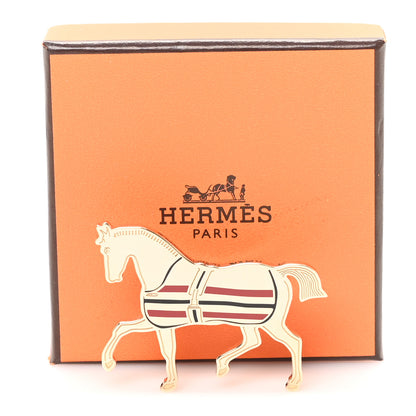 Hermes Permabrass Lacquered Cheval A La Couverture Scarf 70 Ring Rouge H Noir 4 of 4