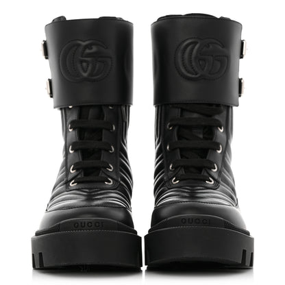 Gucci Nappa Frances GG Matelasse Platform Combat Boots 36 Black 2 of 9