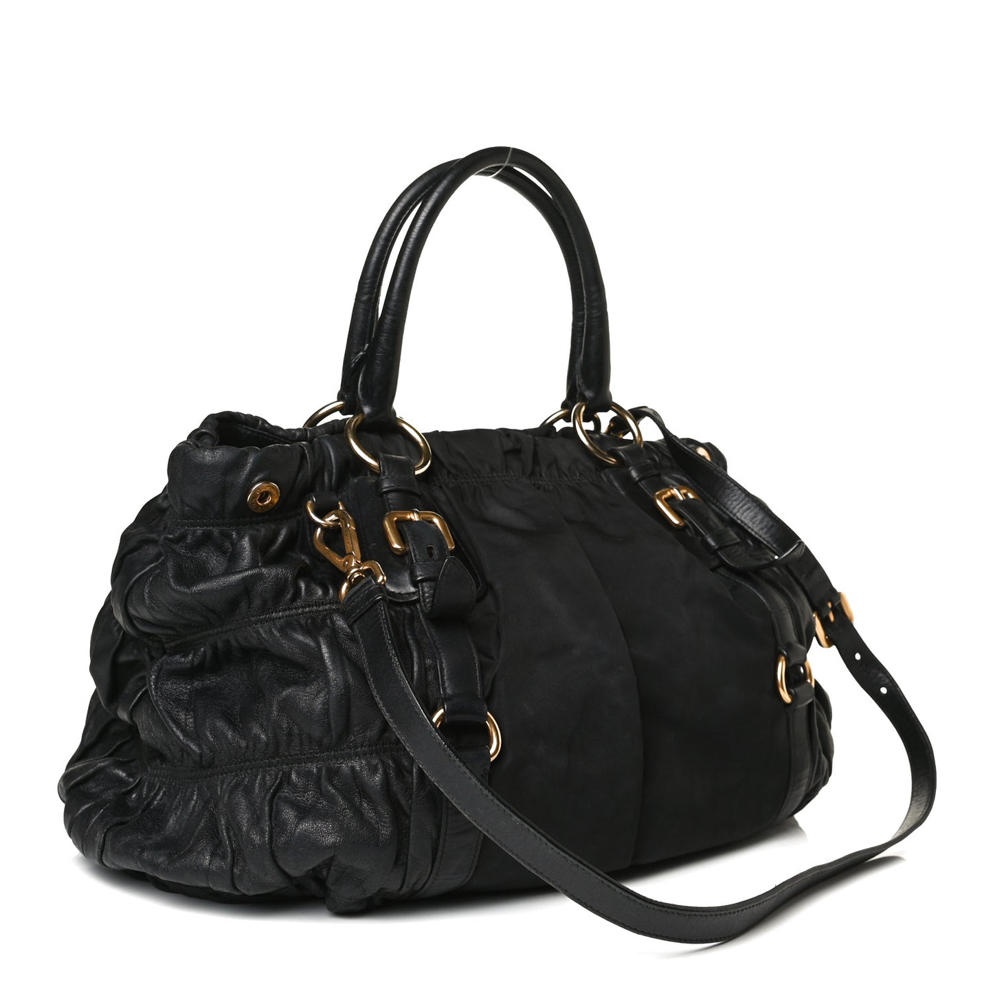 Tessuto Nylon Nappa Gaufre Shoulder Bag Black