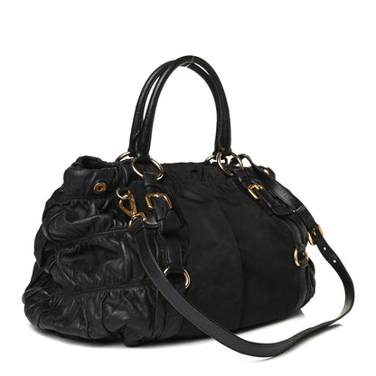 Prada Tessuto Nylon Nappa Gaufre Shoulder Bag Black 2 of 16