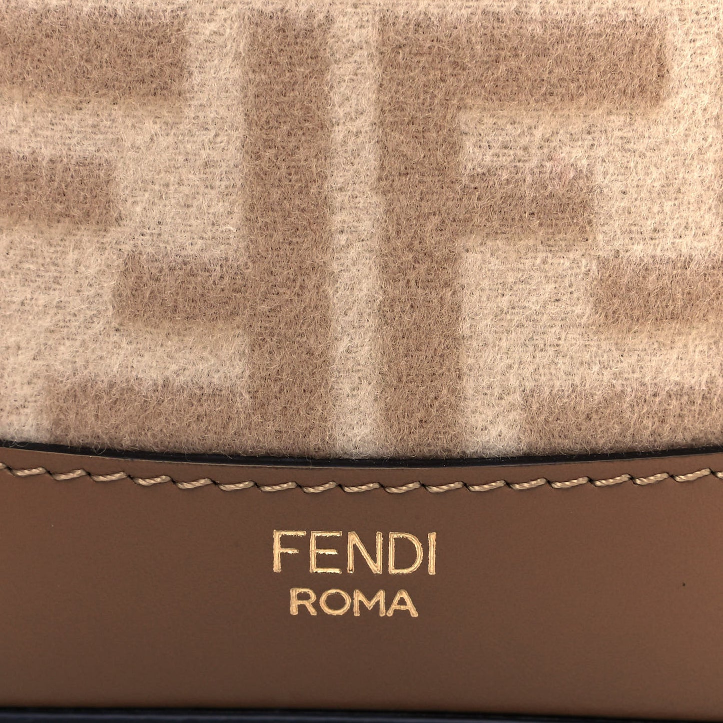 Wool Vitello King FF 1974 Mini Mon Tresor Bucket Bag Beige Cammello Sand