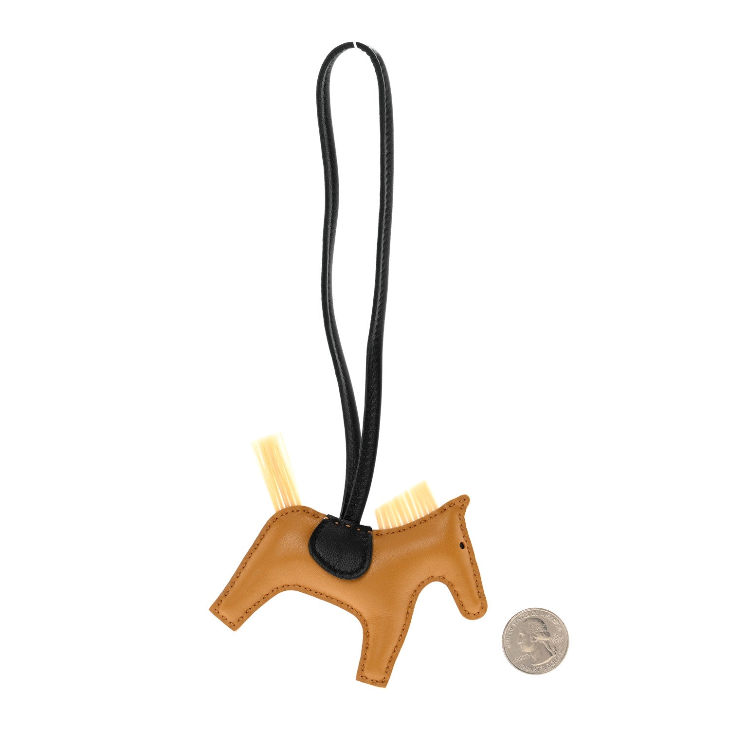 Hermes Milo Lambskin Horse Hair Grigri Rodeo Bag Charm PM Sesame Craie Black 2 of 6