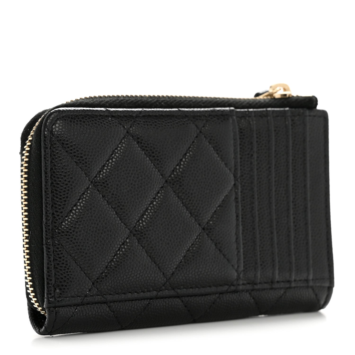Chanel Caviar Quilted CC Zip Around Card Holder Black 3 of 8