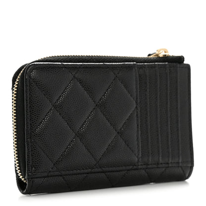 Chanel Caviar Quilted CC Zip Around Card Holder Black 3 of 8