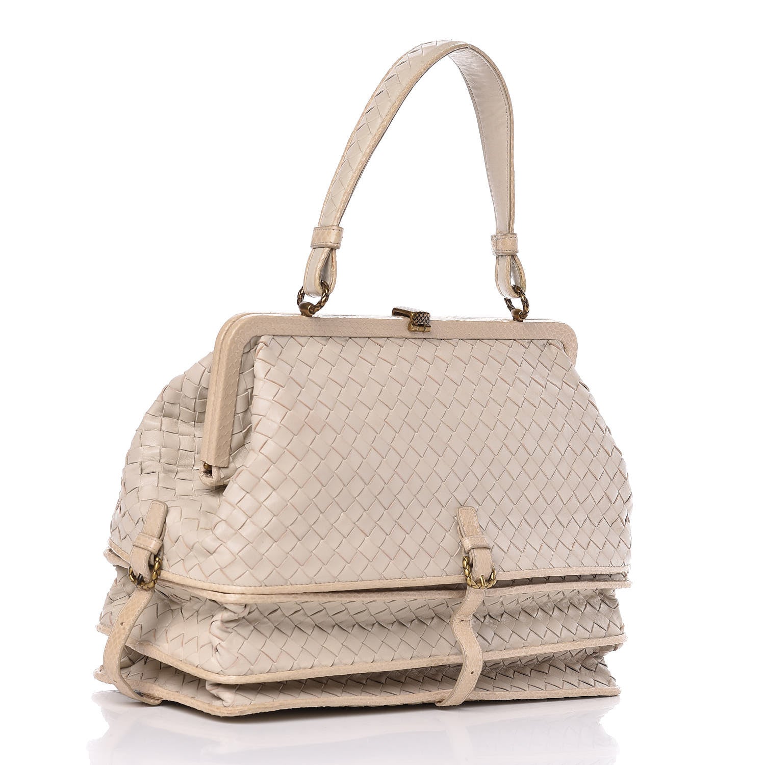 Bottega Veneta Nappa Intrecciato Ayers Frame Bag Cream 3 of 12
