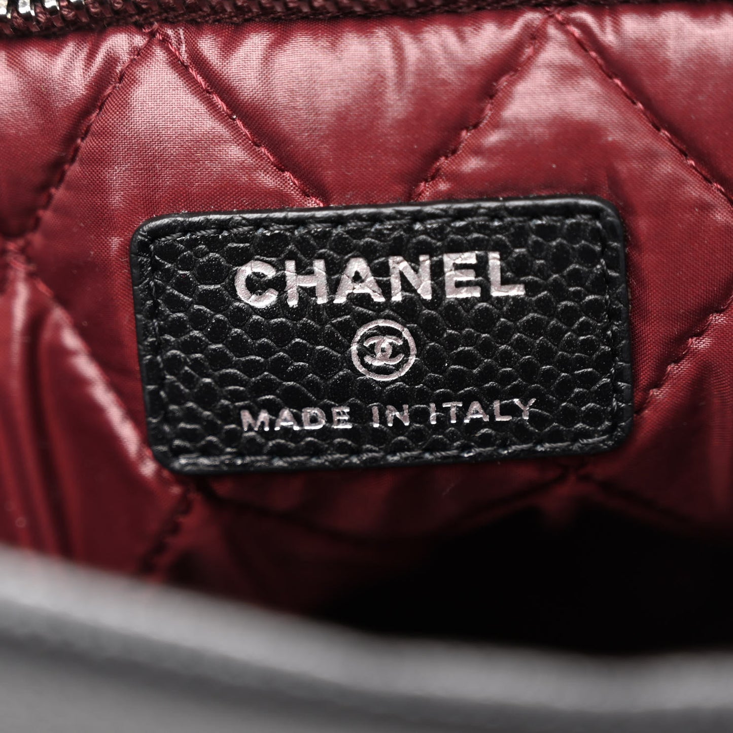 Caviar Quilted CC Beauty Clutch Black