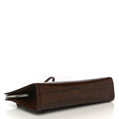 Burberry Crocodile Embossed Calfskin Wristlet Clutch Brown 4 of 13