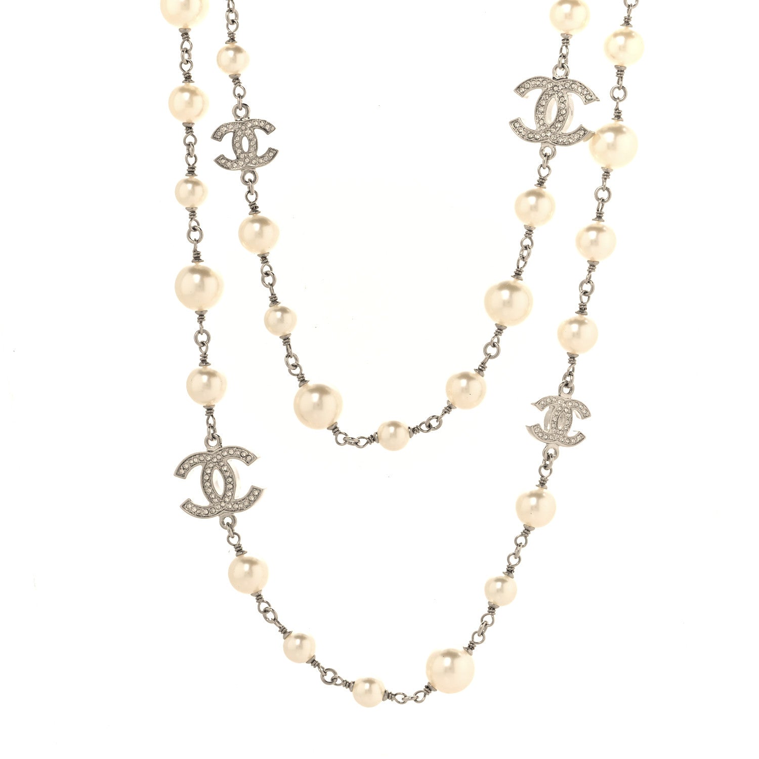 Chanel Pearl Multistrand CC Long Necklace Pearly White 1 of 4