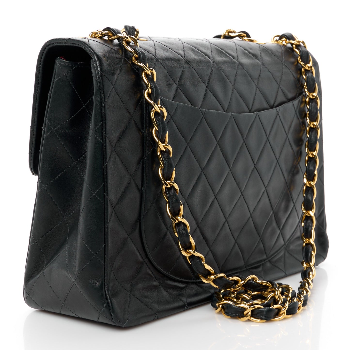 Lambskin Quilted XL Jumbo Single Flap Black