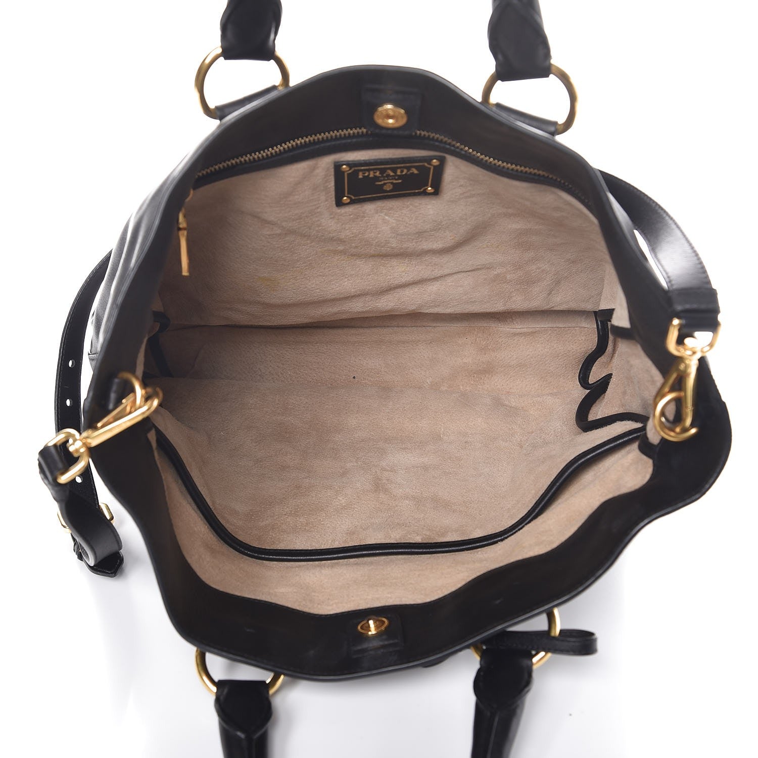 Prada Soft Calf Shopping Tote Black 6 of 9