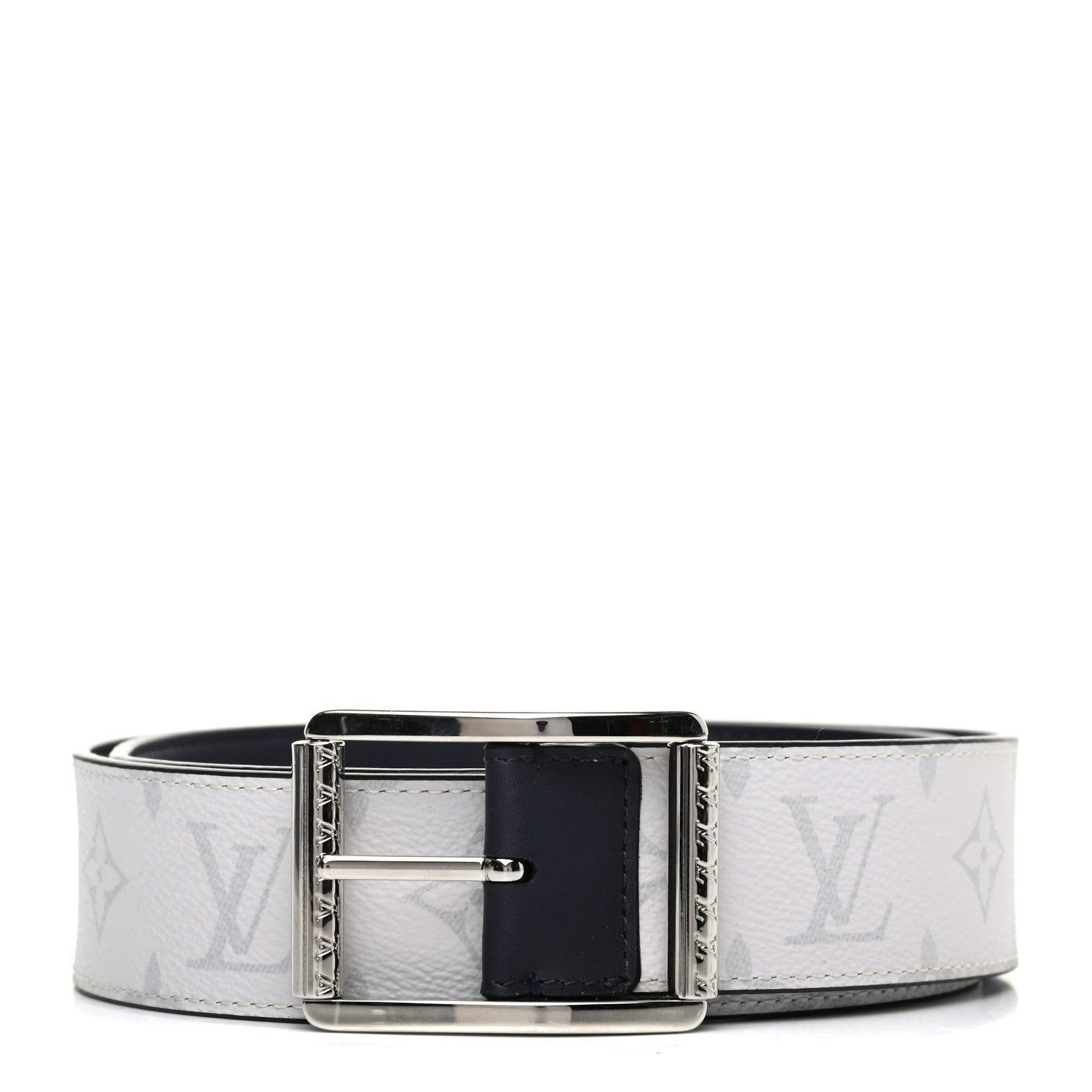 Louis Vuitton Monogram Calfskin Mens Reverso 40mm 95 38 White Navy 1 of 3