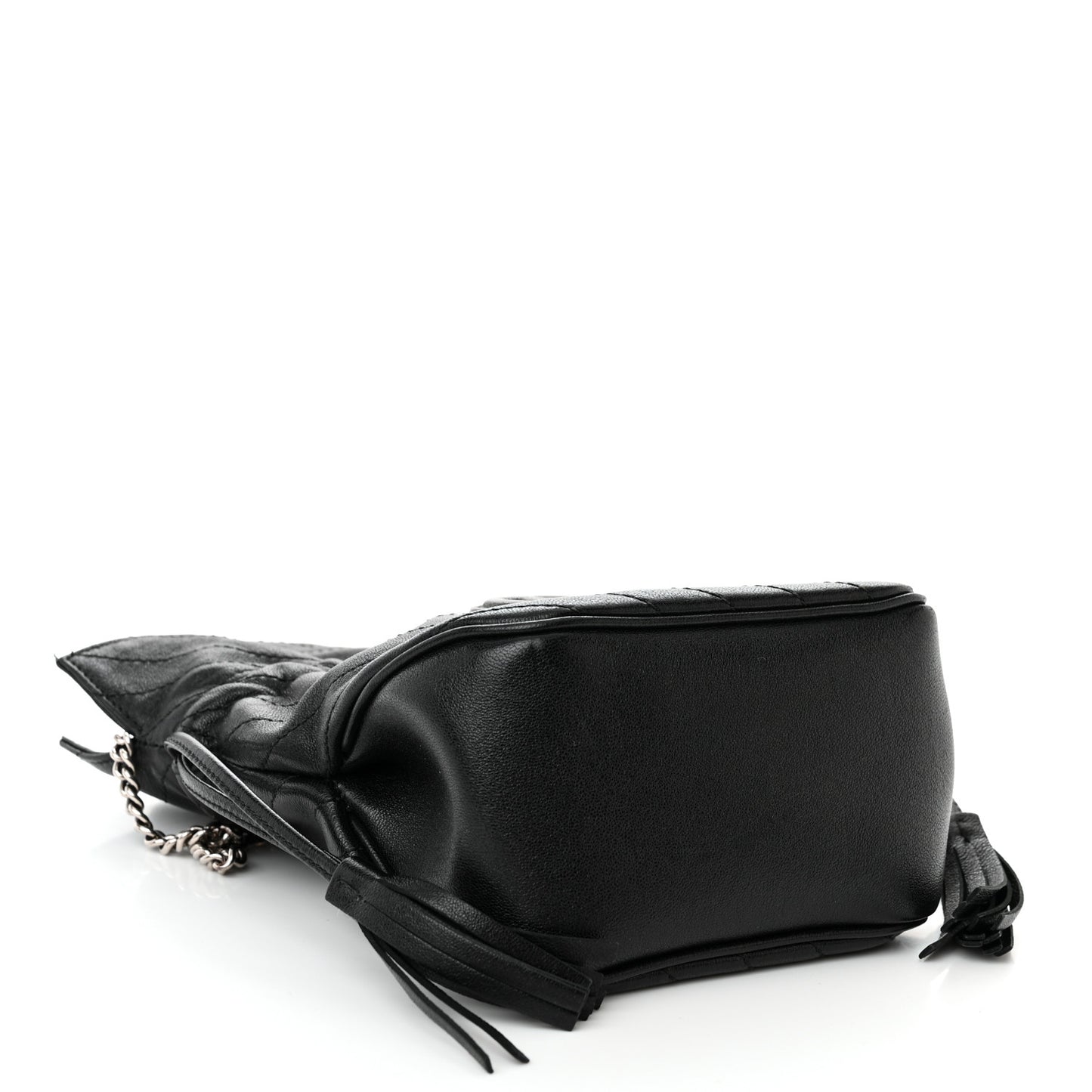 Sakai Be Green Calfskin Diagonal Stitched Mini Blondie Bucket Bag Black